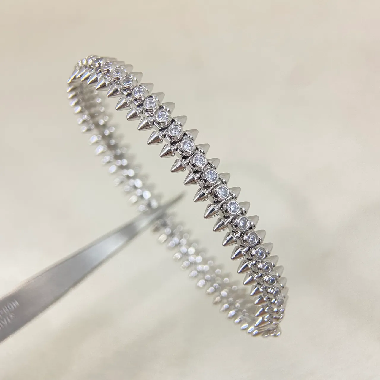 Spiked Stud Pavé Crystal Multi-Row Bangle Bracelets 7