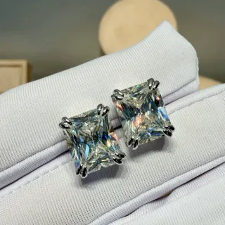 Square-Cut Prong-Set Clear Crystal Stud Earrings