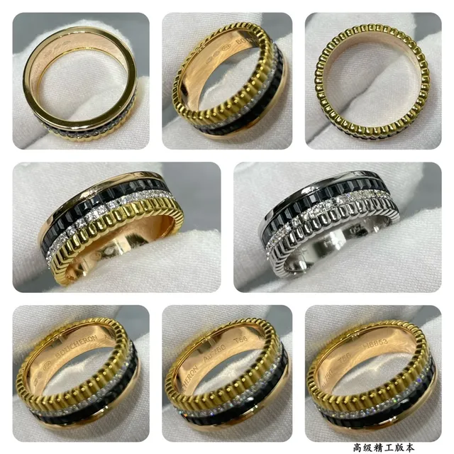 Stacked Pavé-Set Black Inlay Silver-Tone Rings 2