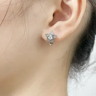 Star-Shaped Pavé Crystal Huggie Clip-On Earrings