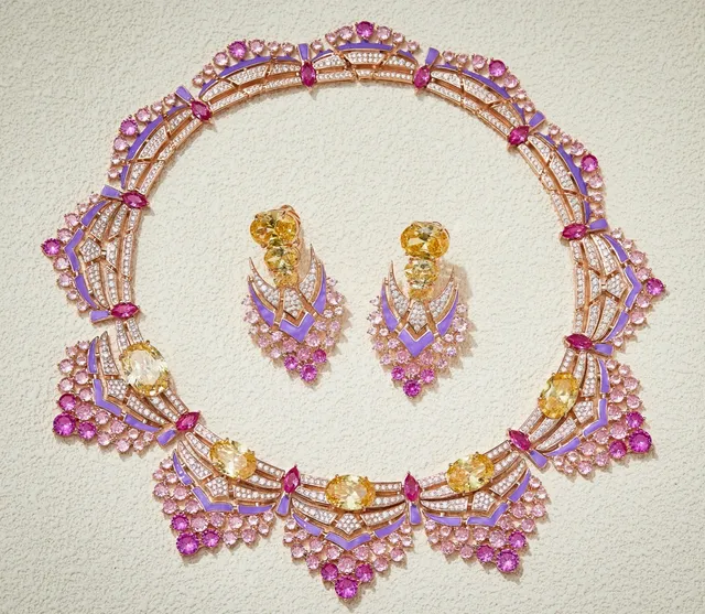 Statement Wing Motif Enamel and Gemstone Drop Earrings 5