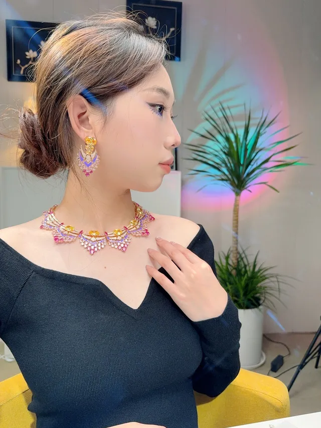 Statement Wing Motif Enamel and Gemstone Drop Earrings 7