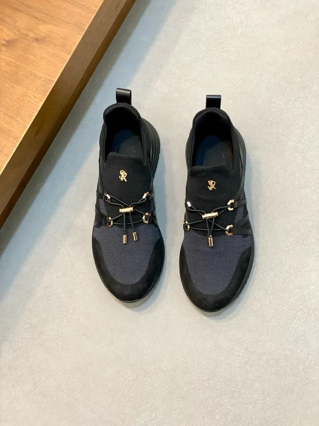 Stefano Ricci Black Gold Slip-On Knit Sneaker Ribbed Sculpted Sole Lifestyle Sneakers 2