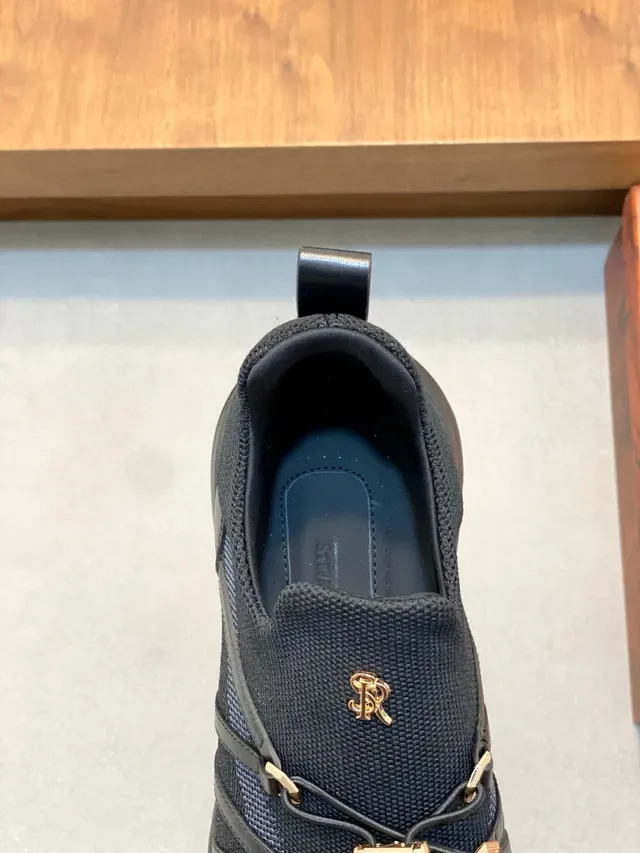 Stefano Ricci Black Gold Slip-On Knit Sneaker Ribbed Sculpted Sole Lifestyle Sneakers 6