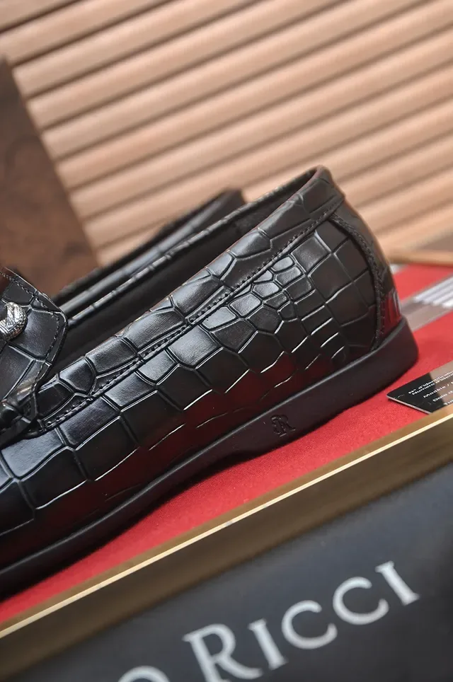Stefano Ricci Crocodile-Embossed Glossy Black Loafers 2