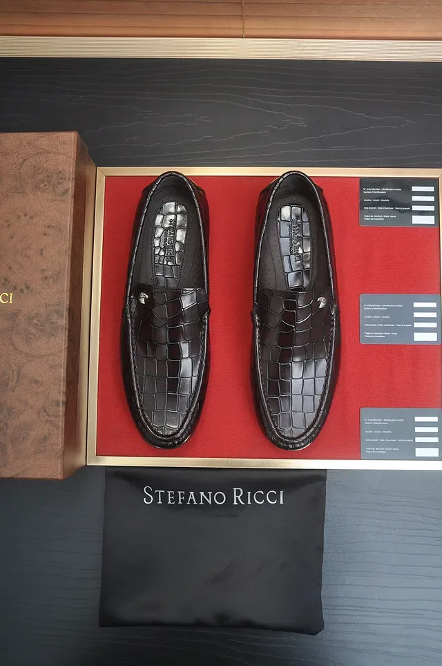Stefano Ricci Crocodile-Embossed Glossy Black Loafers 5