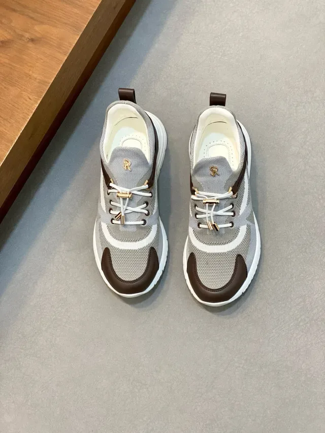 Stefano Ricci Gray and Brown Mesh Leather Lifestyle Sneakers 2