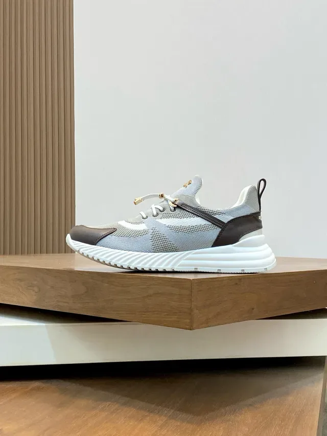 Stefano Ricci Gray and Brown Mesh Leather Lifestyle Sneakers 3