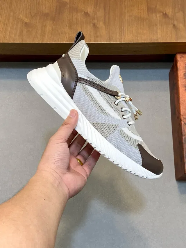Stefano Ricci Gray and Brown Mesh Leather Lifestyle Sneakers 4