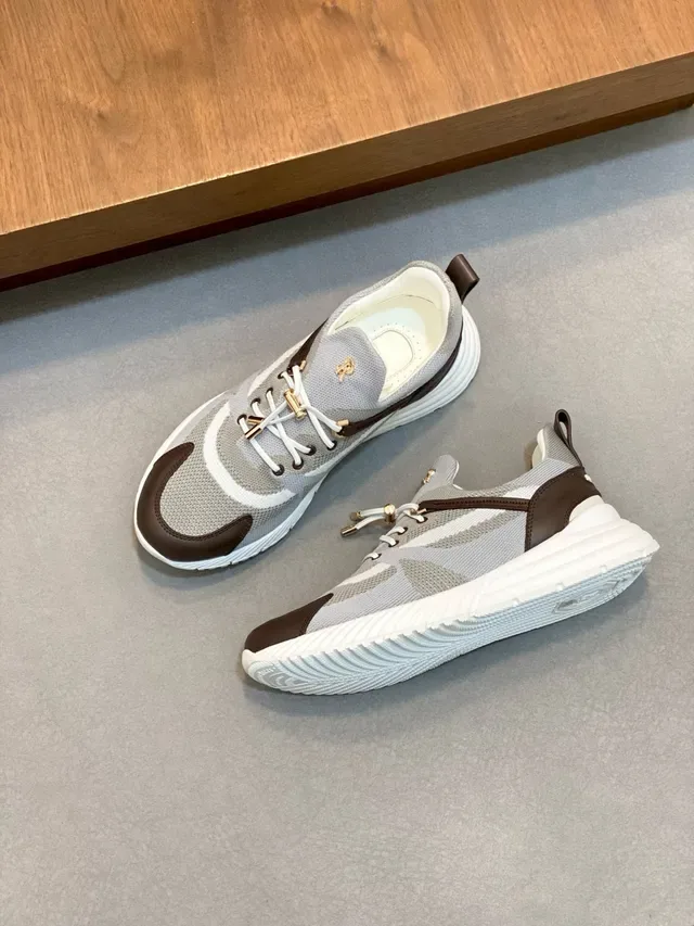 Stefano Ricci Gray and Brown Mesh Leather Lifestyle Sneakers 5