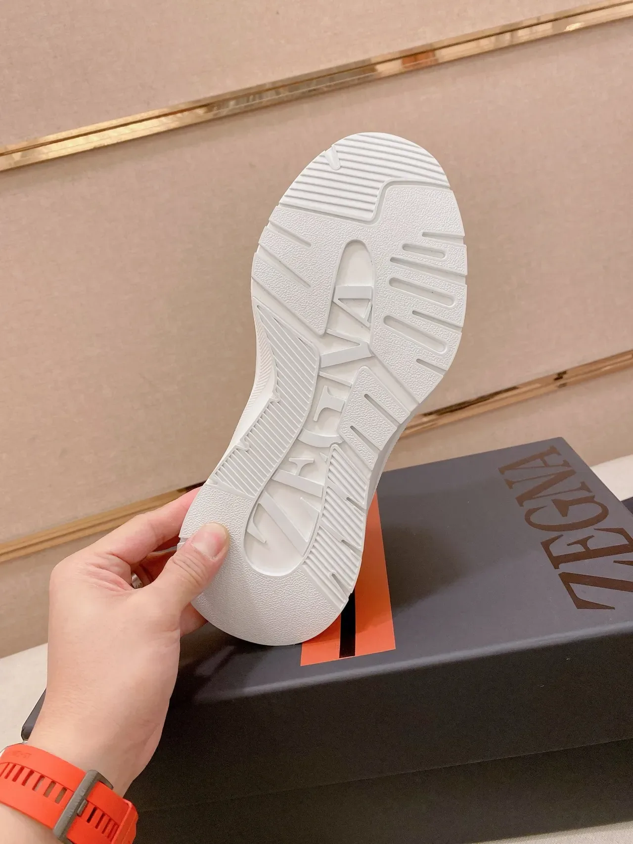 Tan Suede and Pebbled Leather Lifestyle Sneaker 9