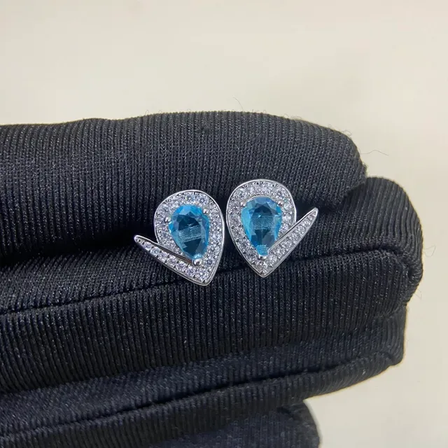 Teardrop Pavé Halo V-Accent Stud Earrings 4