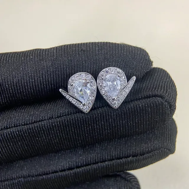 Teardrop Pavé Halo V-Accent Stud Earrings 5