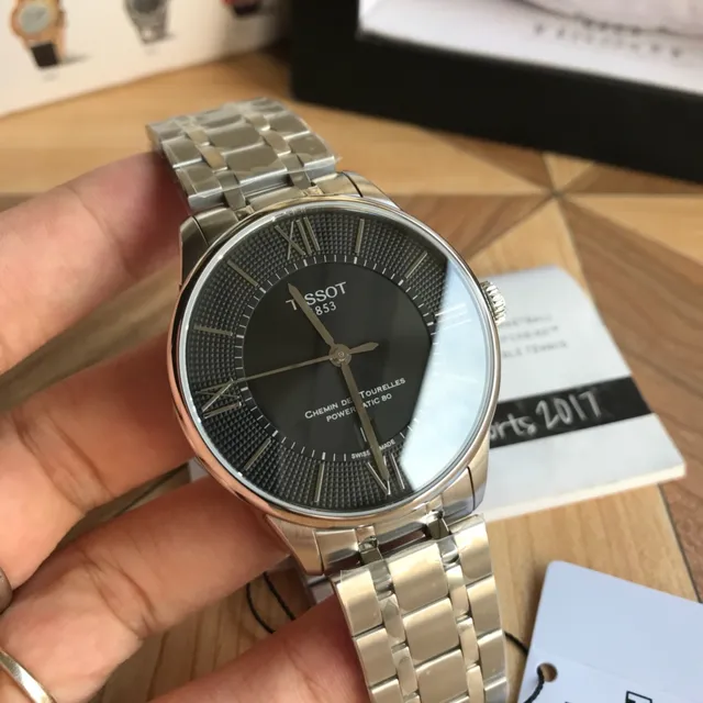 Tissot Chemin Des Tourelles Powermatic 80 Relógio mecânico de mostrador preto 7