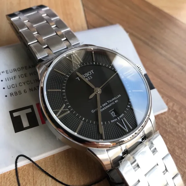 Tissot Chemin Des Tourelles Powermatic 80 Relógio mecânico de mostrador preto 8