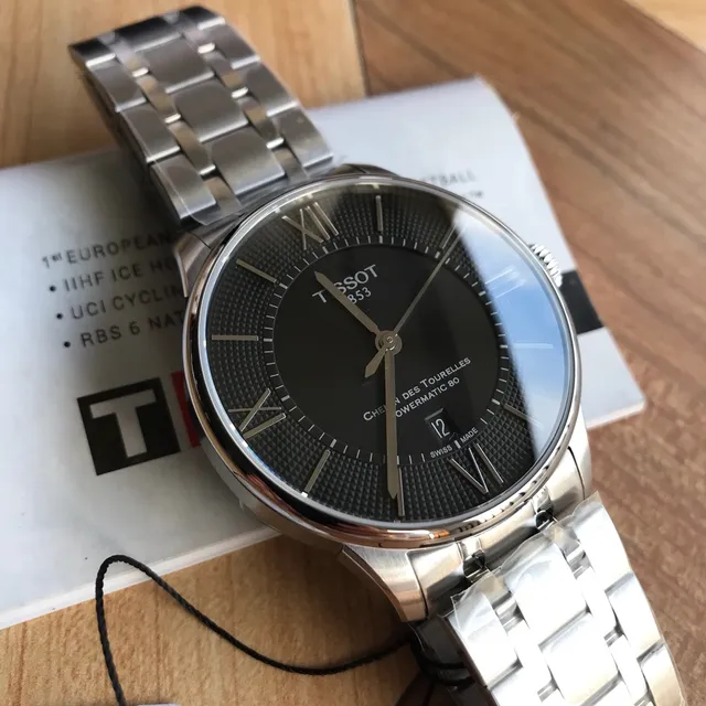 Tissot Chemin Des Tourelles Powermatic 80 Relógio mecânico de mostrador preto 9
