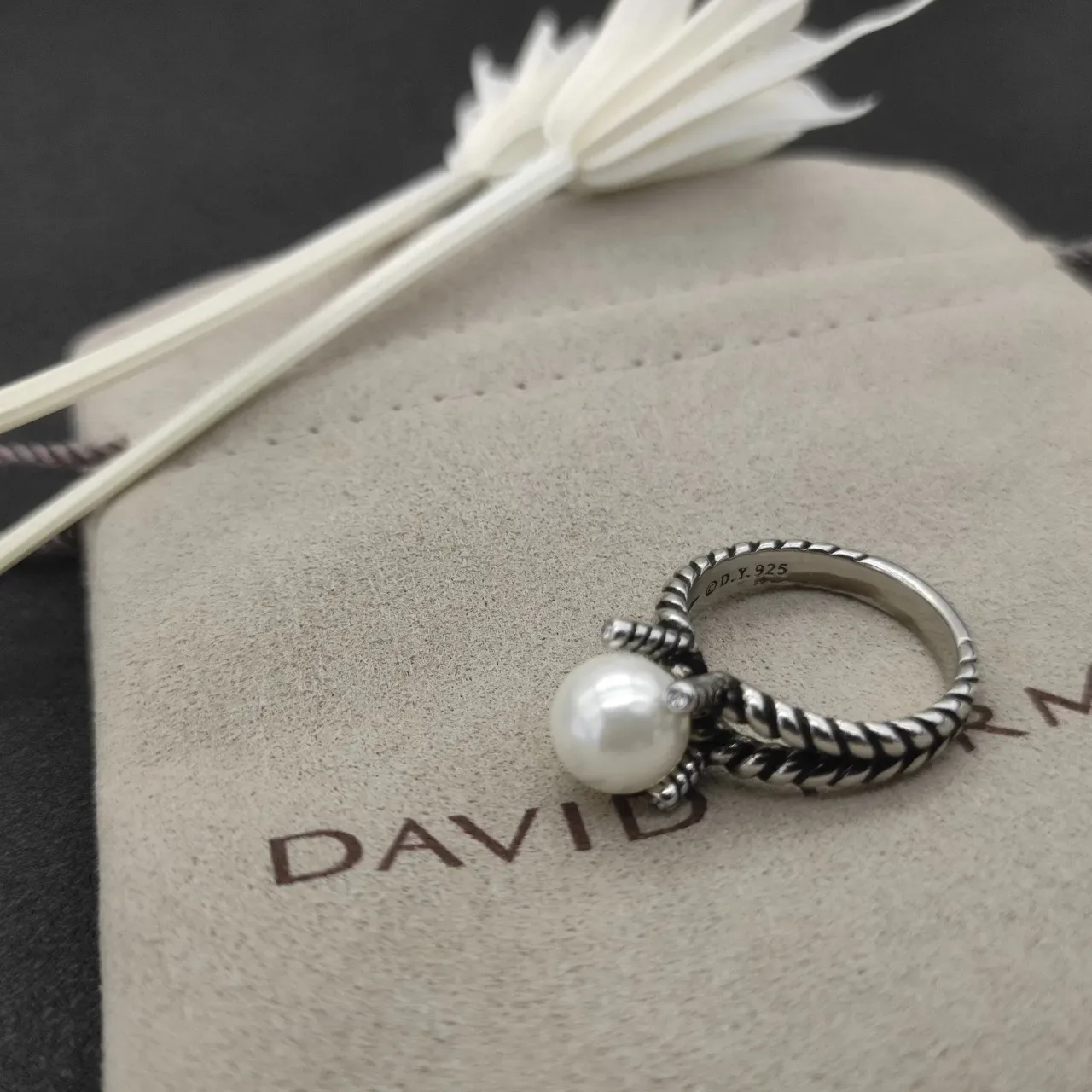 Twisted Rope Band Pearl Ring 4