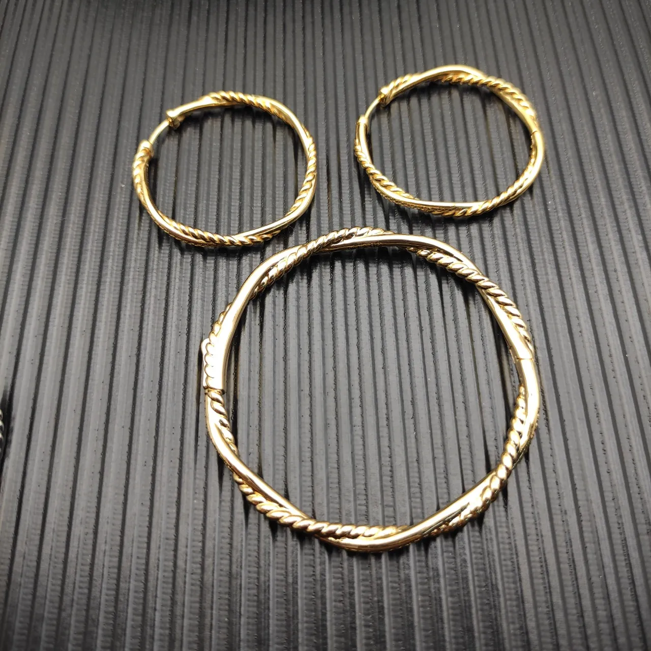 Twisted Rope Texture Gold and Silver Hoop Earrings 6