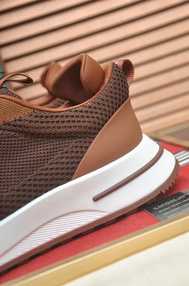 Two-Tone Brown Knit Mesh Lifestyle Sneaker 2