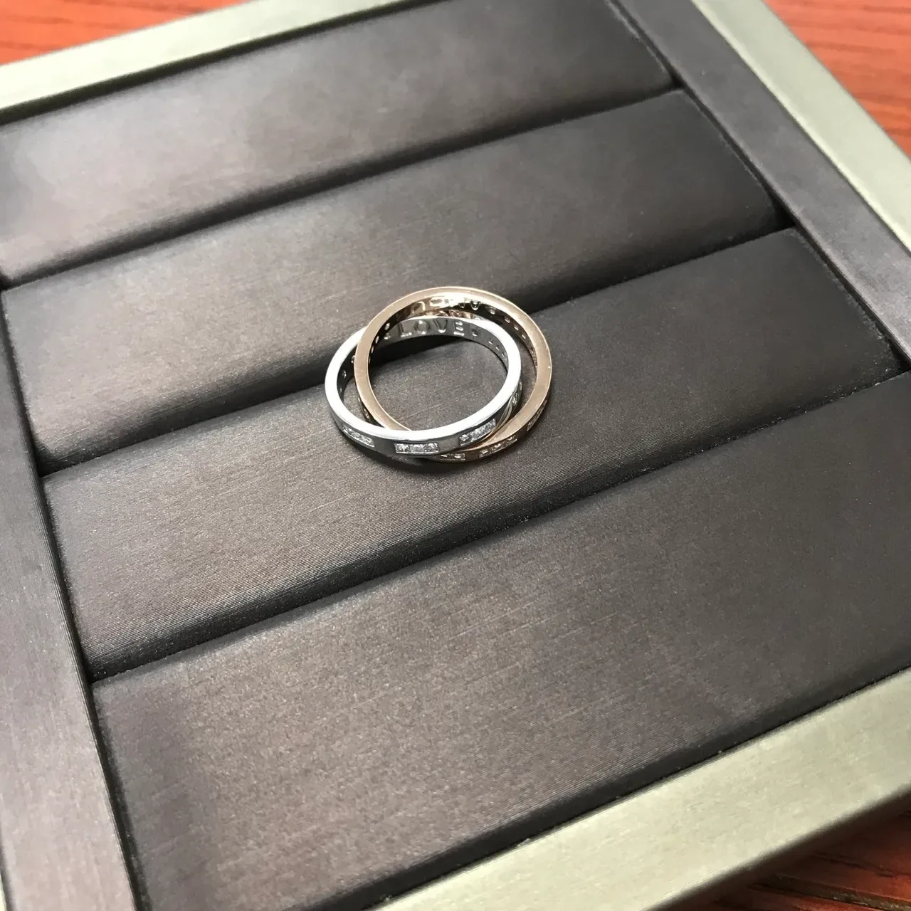 Two-Tone Pavé-Set Stackable Band Rings 6