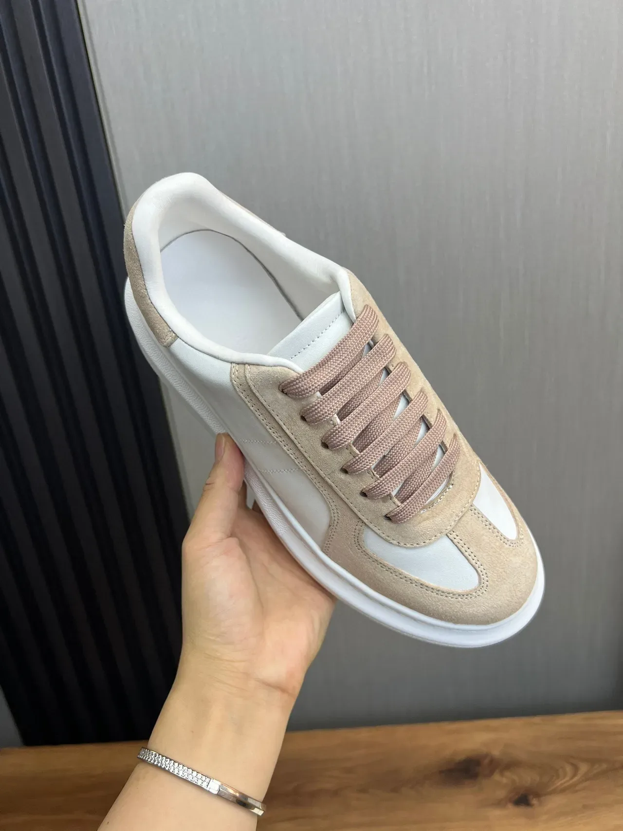 Two-Tone Suede and Leather Platform Lifestyle Sneakers 4
