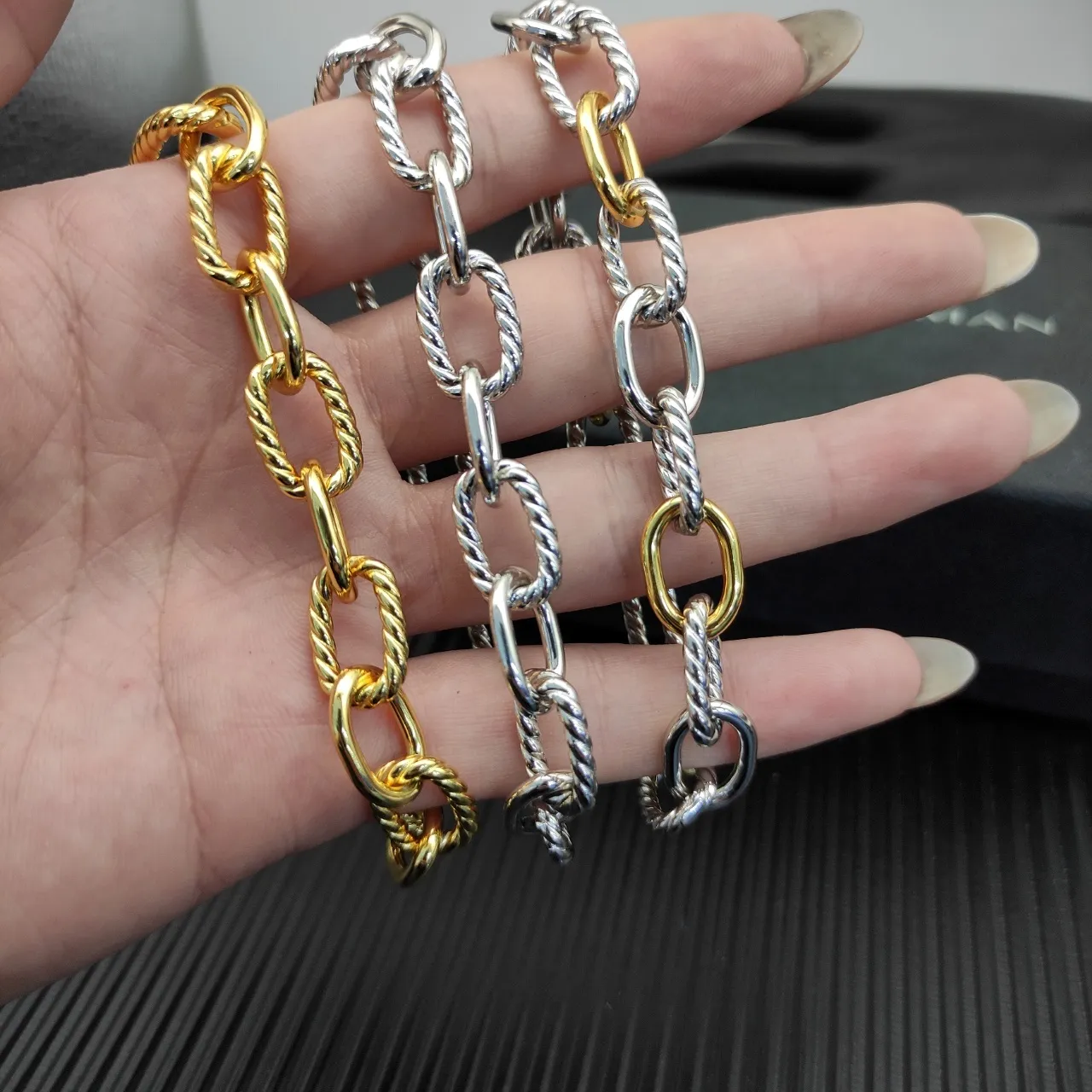 Two-Tone Twisted Rope and Oval Link Bracelet 3
