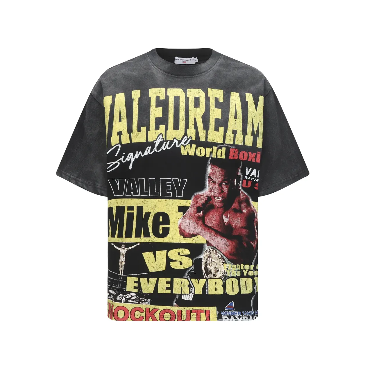 Vale Sportswear Oversized Acid-Wash Boxing Graphic T-Shirt 4