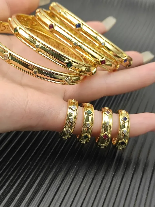 Vid Yurm Gold-Tone Geometric Cutout Hinged Bangle Bracelet 3