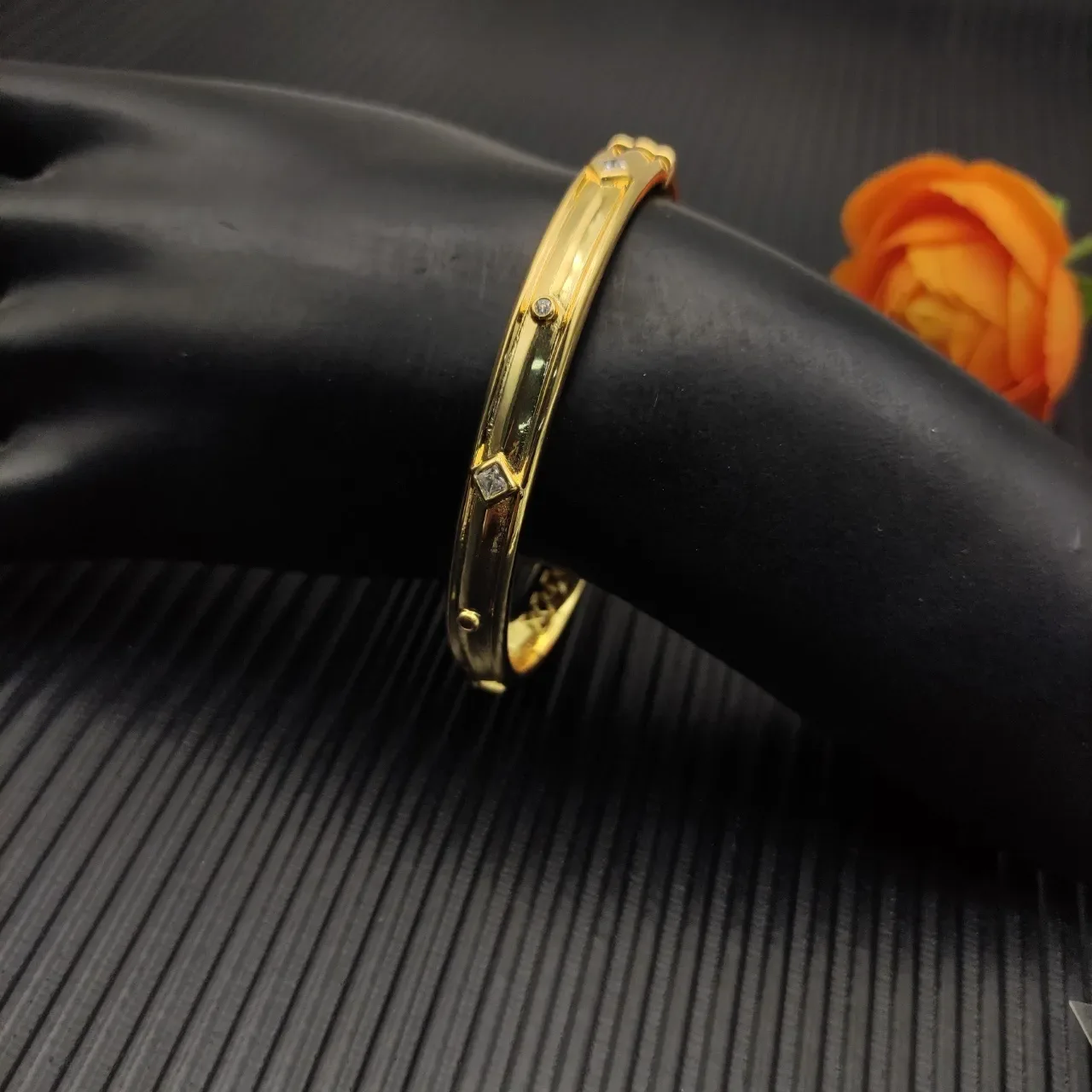 Vid Yurm Gold-Tone Geometric Cutout Hinged Bangle Bracelet 4