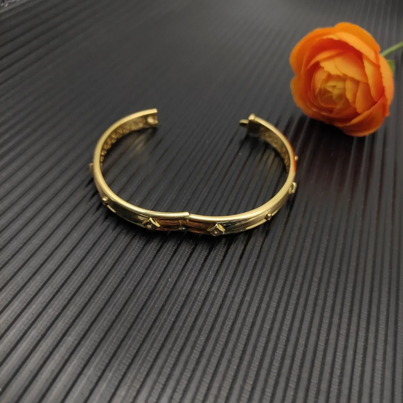 Vid Yurm Gold-Tone Geometric Cutout Hinged Bangle Bracelet 5