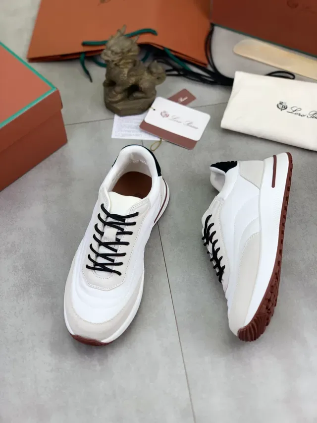 White and Beige Two-Tone Layered Panel Sneaker 5