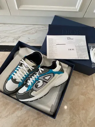 White and Cyan Blue Geometric Overlay Lifestyle Sneakers 2