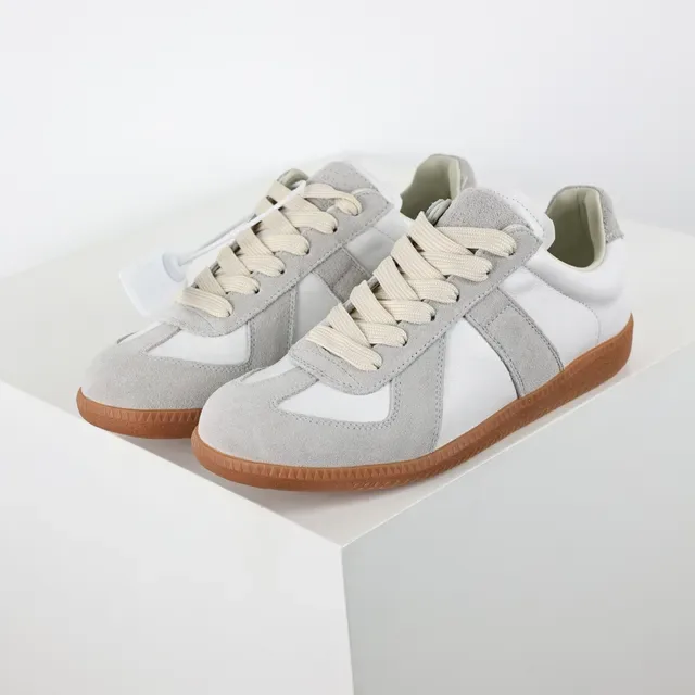 White and Gray Suede Leather Lifestyle Sneakers 2