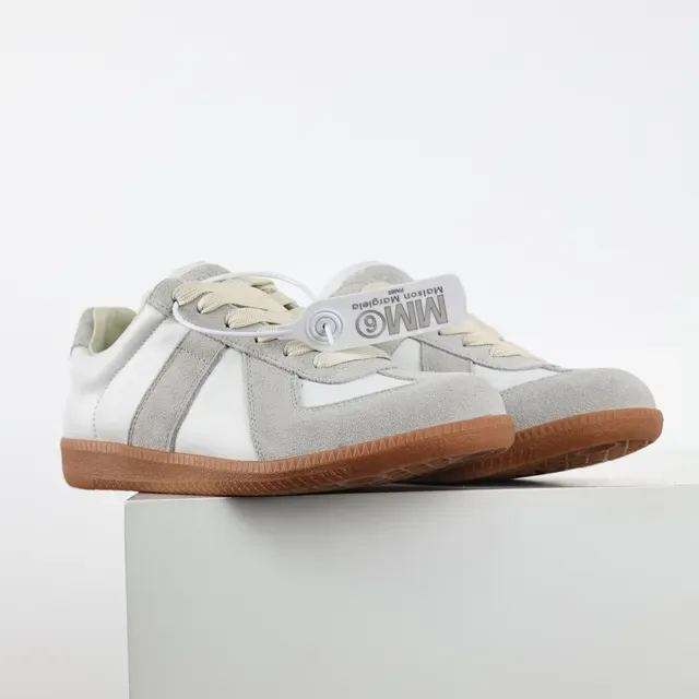 White and Gray Suede Leather Lifestyle Sneakers 3