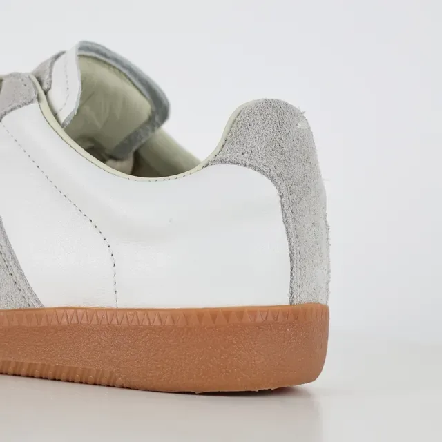 White and Gray Suede Leather Lifestyle Sneakers 4