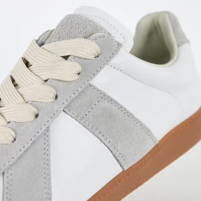 White and Gray Suede Leather Lifestyle Sneakers 6