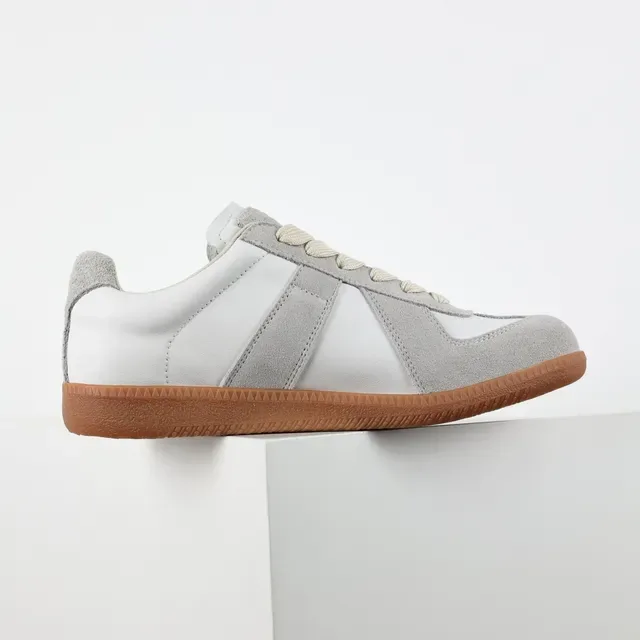 White and Gray Suede Leather Lifestyle Sneakers 7