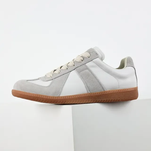 White and Gray Suede Leather Lifestyle Sneakers 9