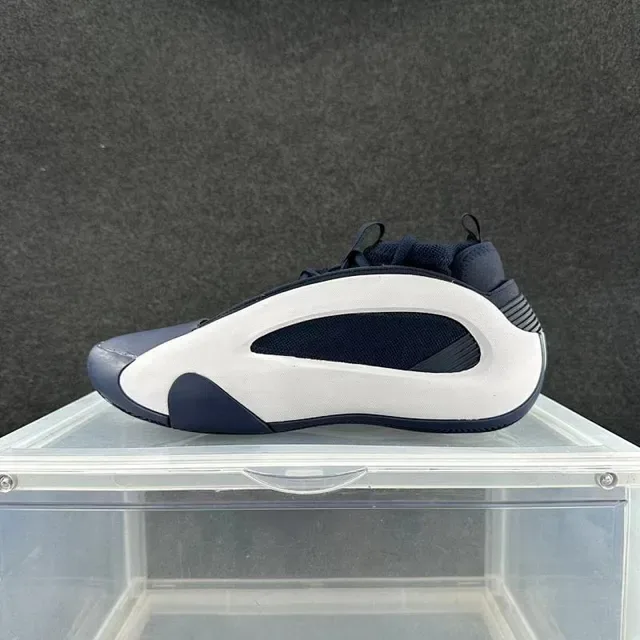White and Navy Sculpted Midsole Low-Profile Sneaker 2
