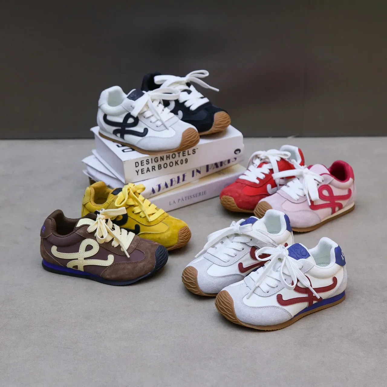White and Red Cursive Logo Lifestyle Sneakers 3