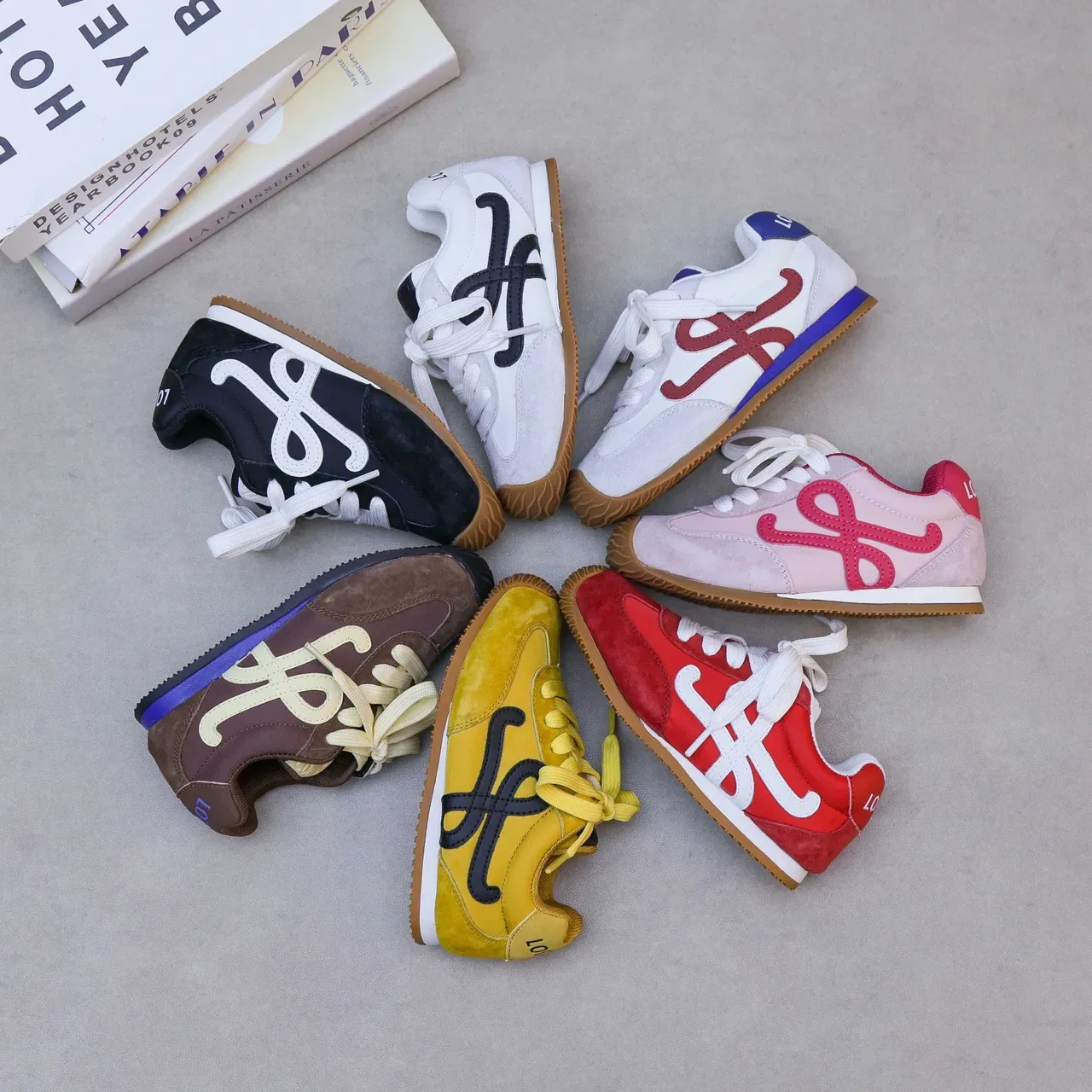 White and Red Cursive Logo Lifestyle Sneakers 4