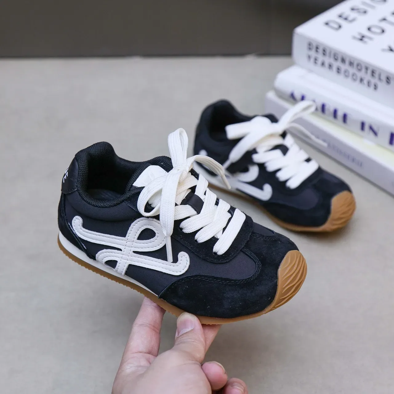 White and Red Cursive Logo Lifestyle Sneakers 17