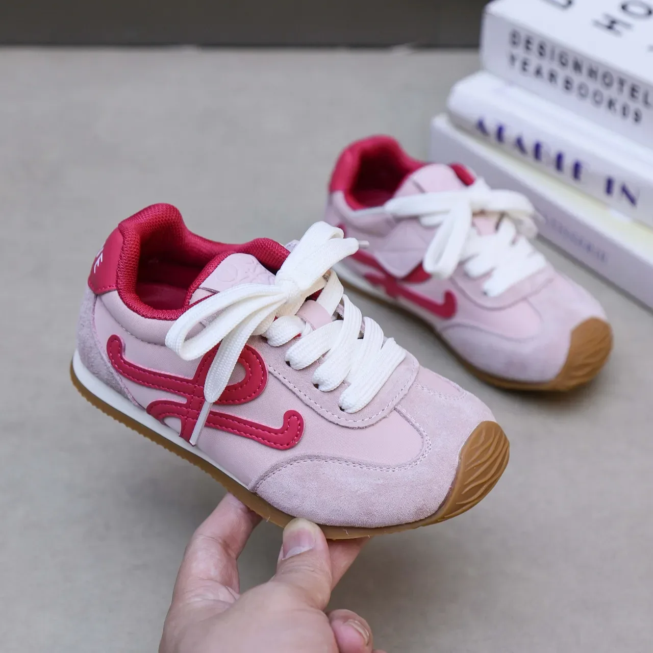 White and Red Cursive Logo Lifestyle Sneakers 23