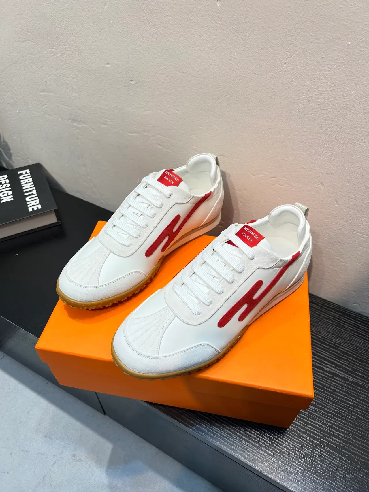 White and Red Low-Top Trainer Sneaker 3