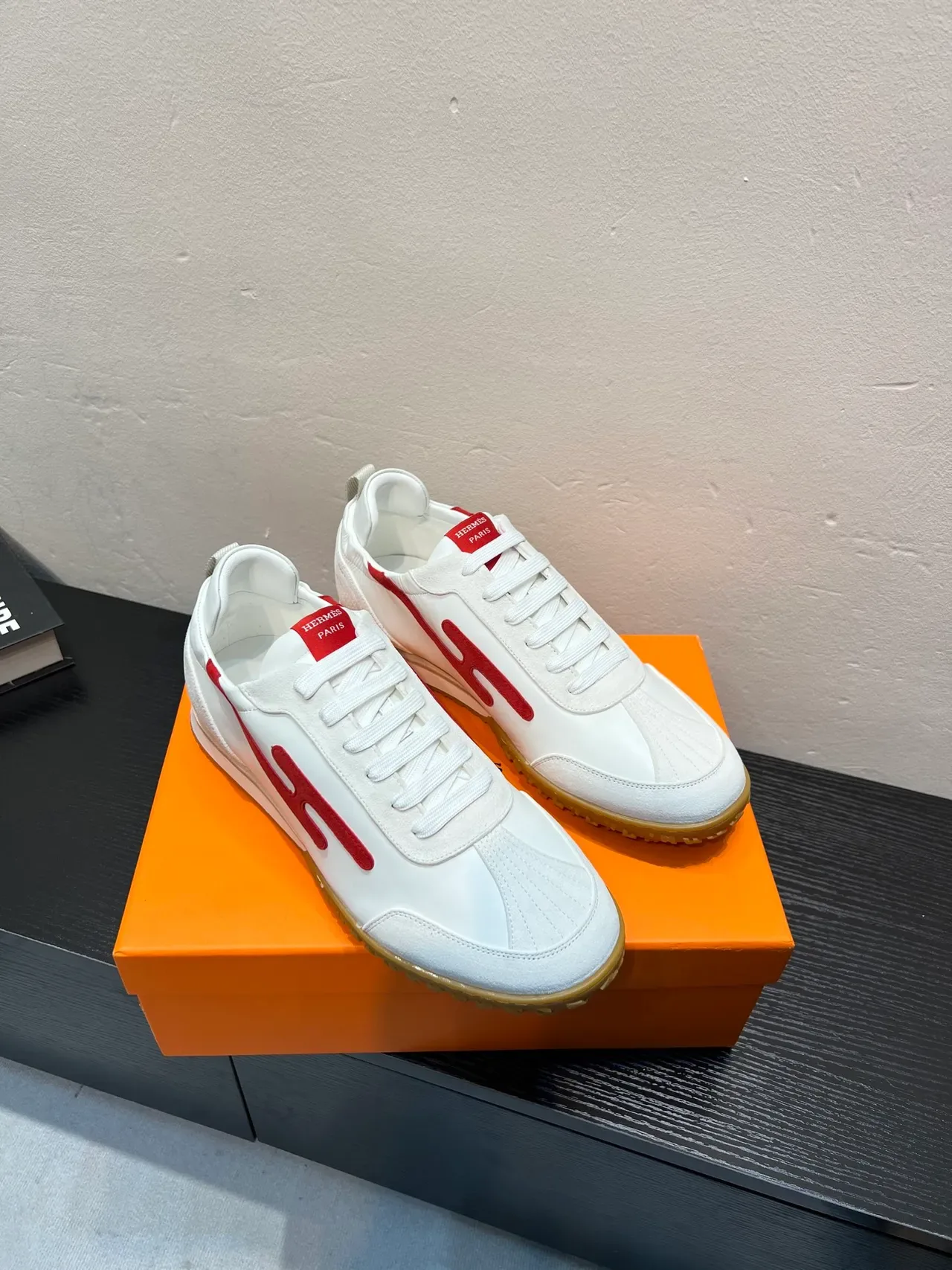 White and Red Low-Top Trainer Sneaker 4