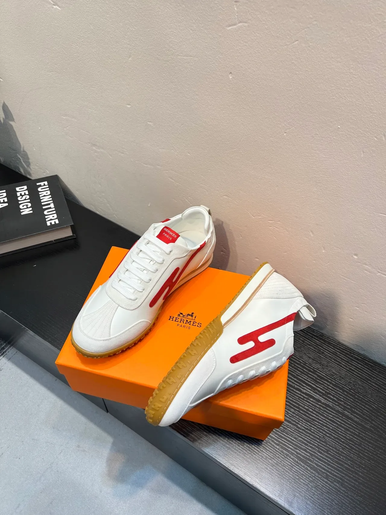 White and Red Low-Top Trainer Sneaker 5