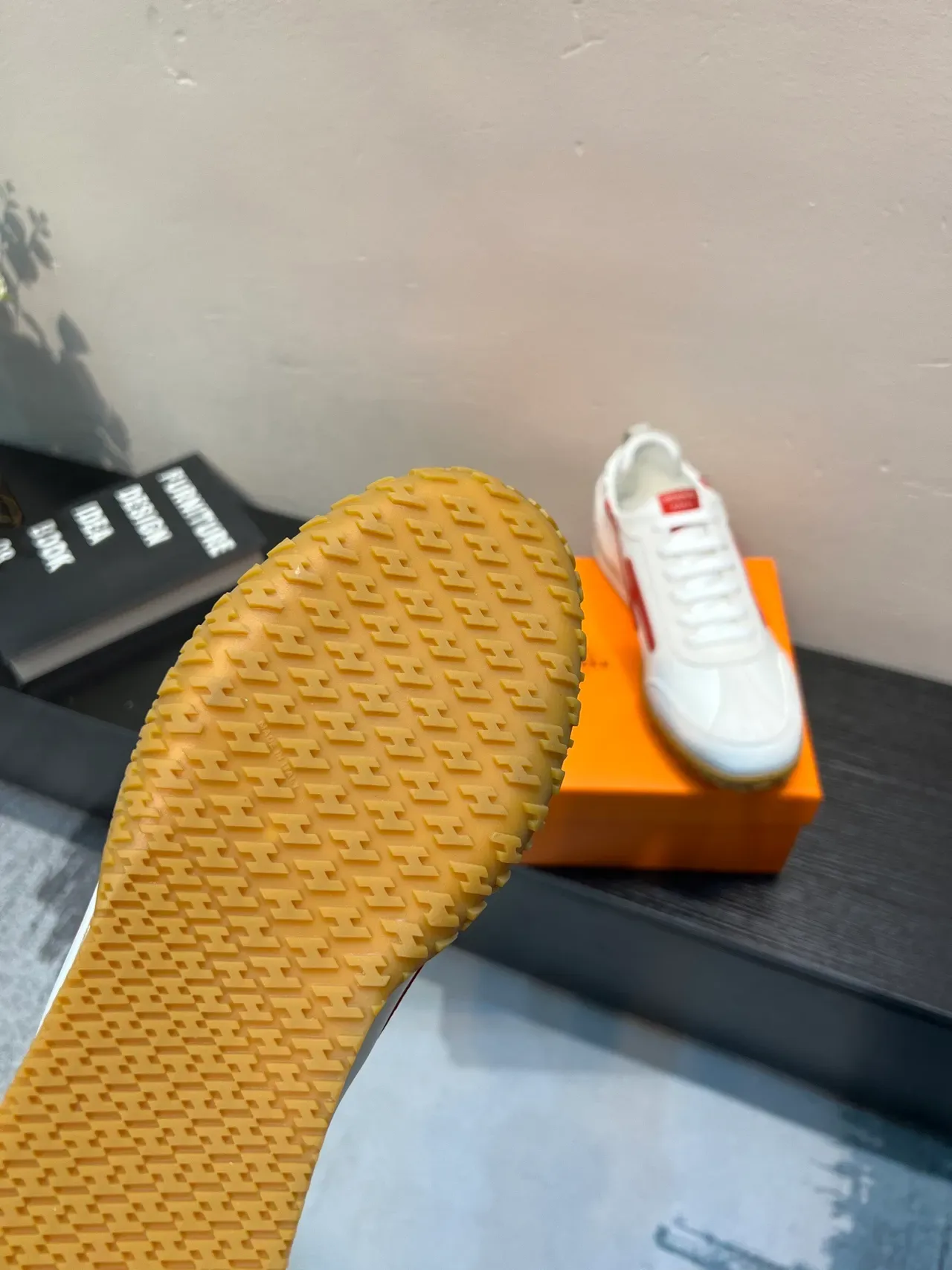 White and Red Low-Top Trainer Sneaker 7