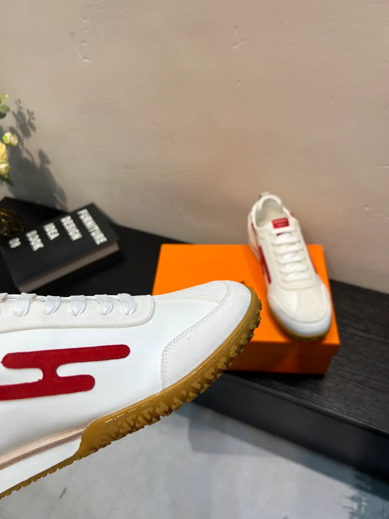 White and Red Low-Top Trainer Sneaker 8