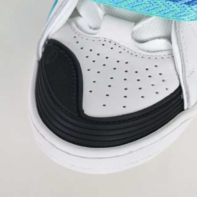 White and Turquoise Woven-Lace Lifestyle Sneakers 5