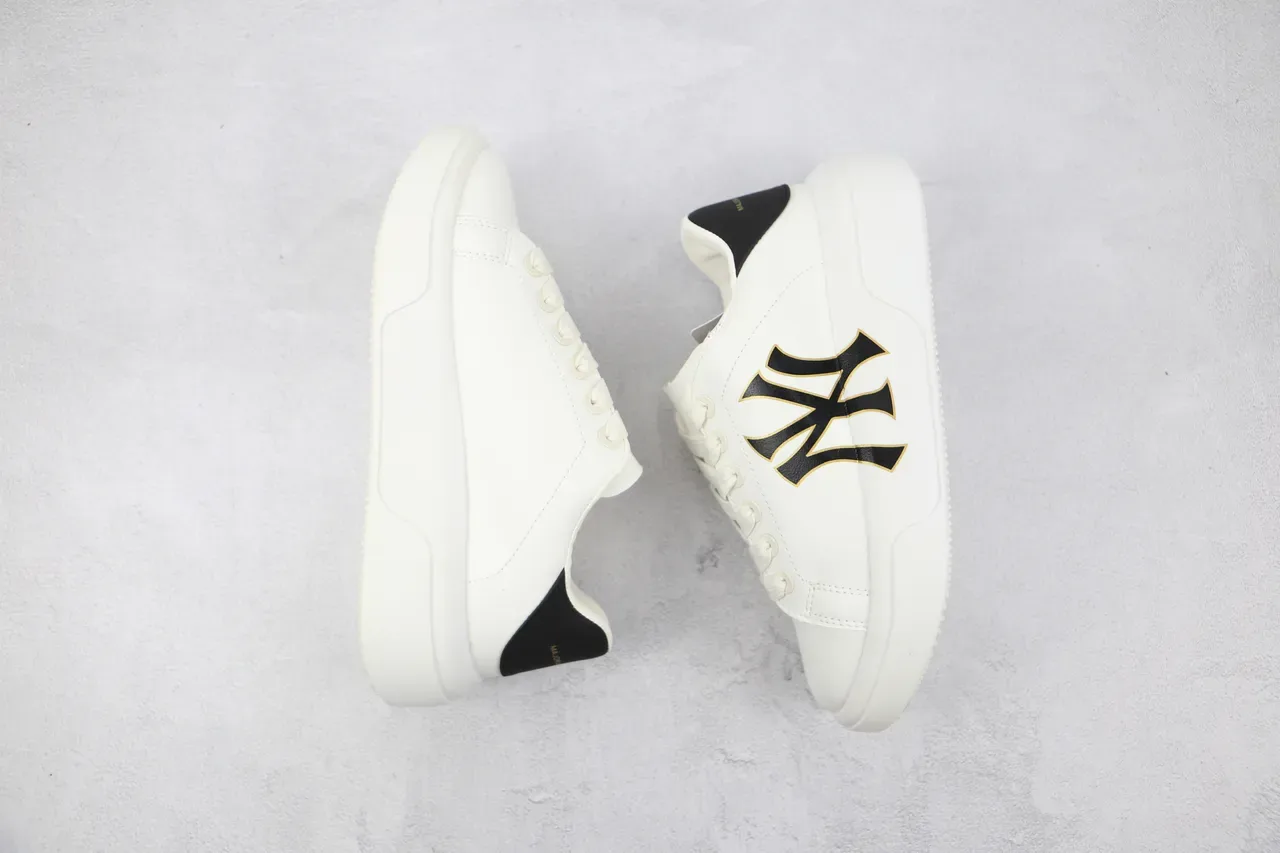 White Black Gold NY Logo Platform Sneaker 9
